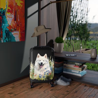 Arctic Samoyed suitcase, a durable and charming travel companion. Crafted with Samoyed designs, it's perfect for enthusiasts on the go.