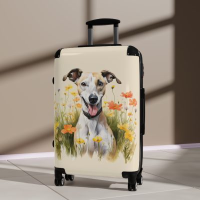 Elegant Whippet suitcase, a durable and graceful travel companion. Crafted with Whippet designs, it's perfect for enthusiasts on the go.