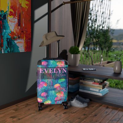 Octopus Custom Suitcase - Dive into personalized style with intricate octopus designs, a unique travel companion for ocean enthusiasts.