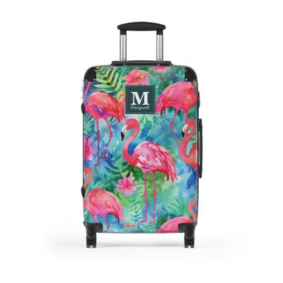 Custom Flamingo Suitcase - A personalized travel companion featuring vibrant flamingo design, adding a touch of uniqueness to your journeys.