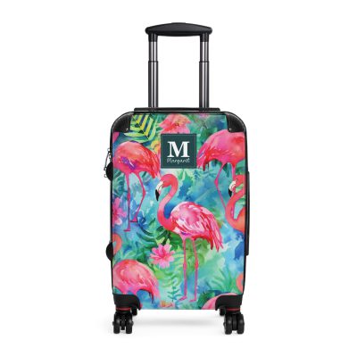 Custom Flamingo Suitcase - A personalized travel companion featuring vibrant flamingo design, adding a touch of uniqueness to your journeys.