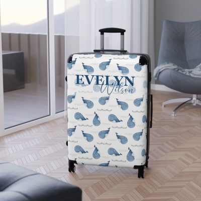 Whale Custom Suitcase - A personalized travel companion featuring charming whale designs.