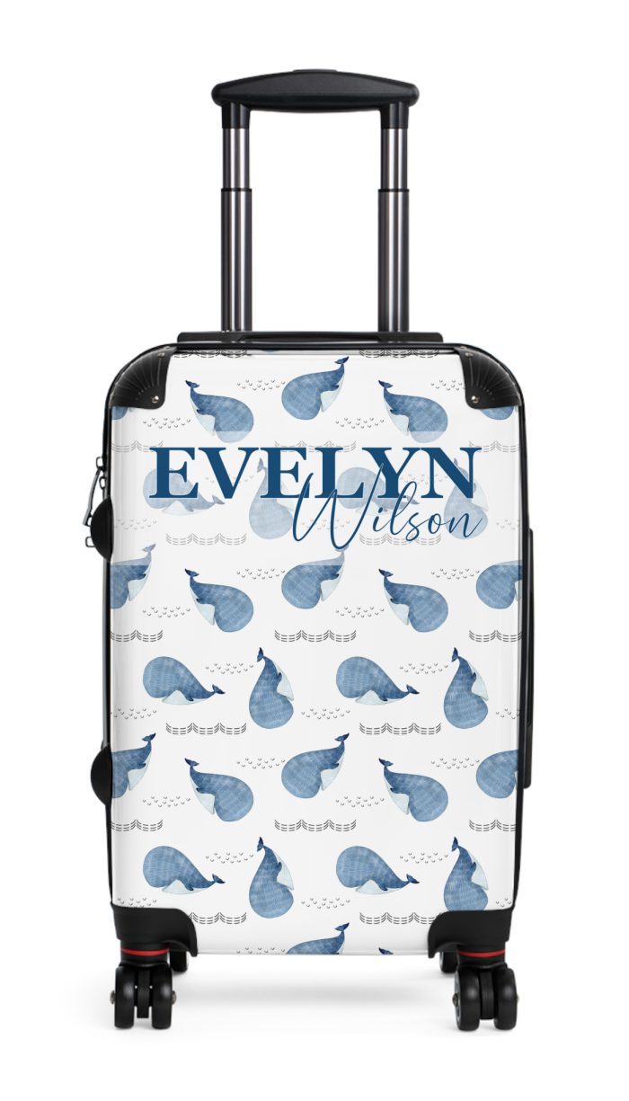 Whale Custom Suitcase - A personalized travel companion featuring charming whale designs.