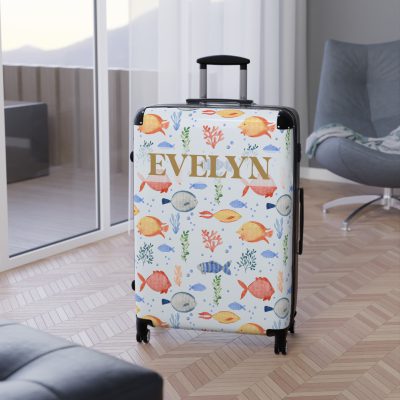 Ocean Fish Custom Suitcase - A travel companion featuring delightful fish designs for a splash of personality.