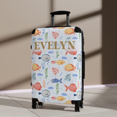 Ocean Fish Custom Suitcase - A travel companion featuring delightful fish designs for a splash of personality.