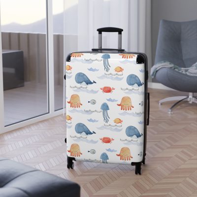 Sea Animal Suitcase - Dive into personalized travel with ocean-themed designs featuring a variety of sea creatures.