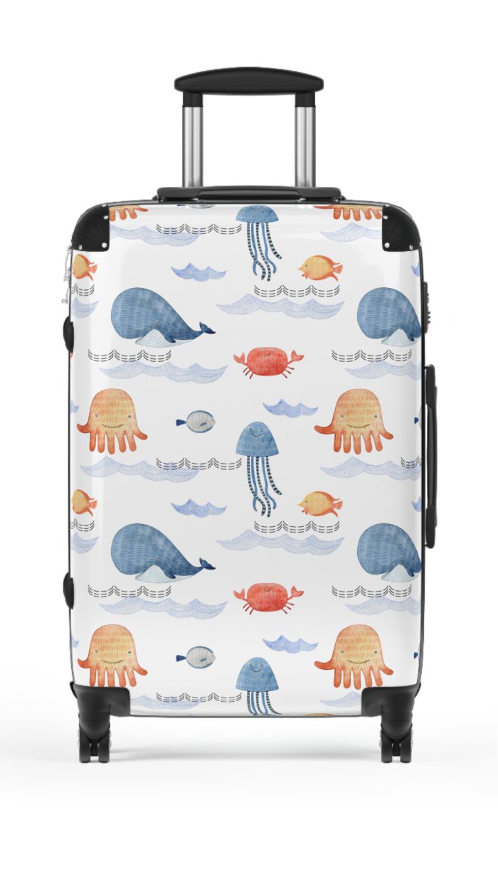 Sea Animal Suitcase - Dive into personalized travel with ocean-themed designs featuring a variety of sea creatures.