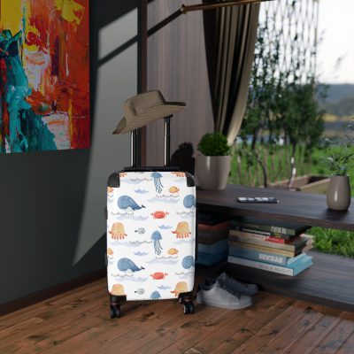 Sea Animal Suitcase - Dive into personalized travel with ocean-themed designs featuring a variety of sea creatures.