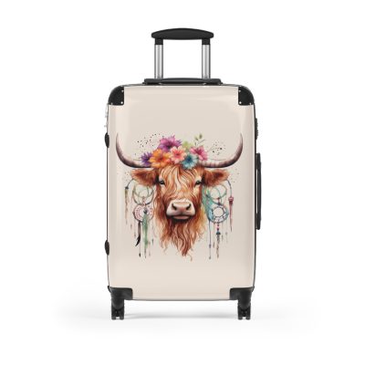 Highland Cow Suitcase - A stylish luggage featuring a charming cow design, perfect for travelers who want to bring a touch of whimsy to their journeys.