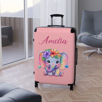 Custom Baby Elephant Suitcase - Personalized kids' luggage with a charming elephant design, the perfect travel companion.