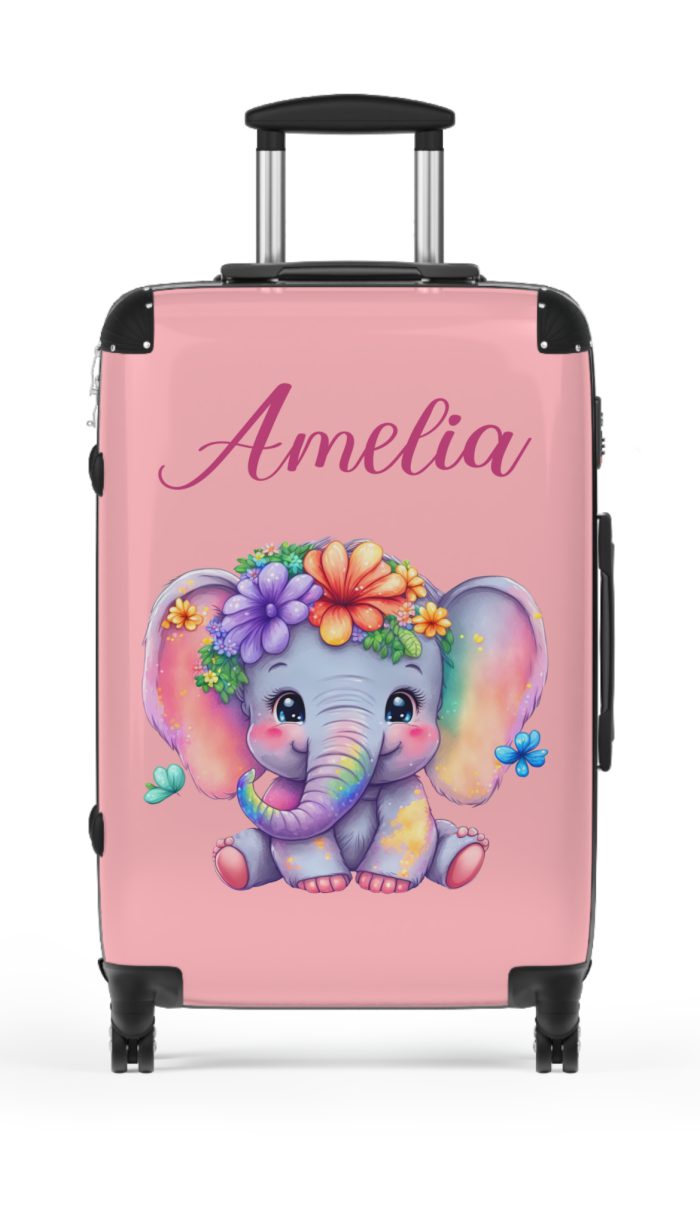 Custom Baby Elephant Suitcase - Personalized kids' luggage with a charming elephant design, the perfect travel companion.