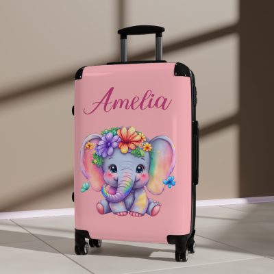 Custom Baby Elephant Suitcase - Personalized kids' luggage with a charming elephant design, the perfect travel companion.