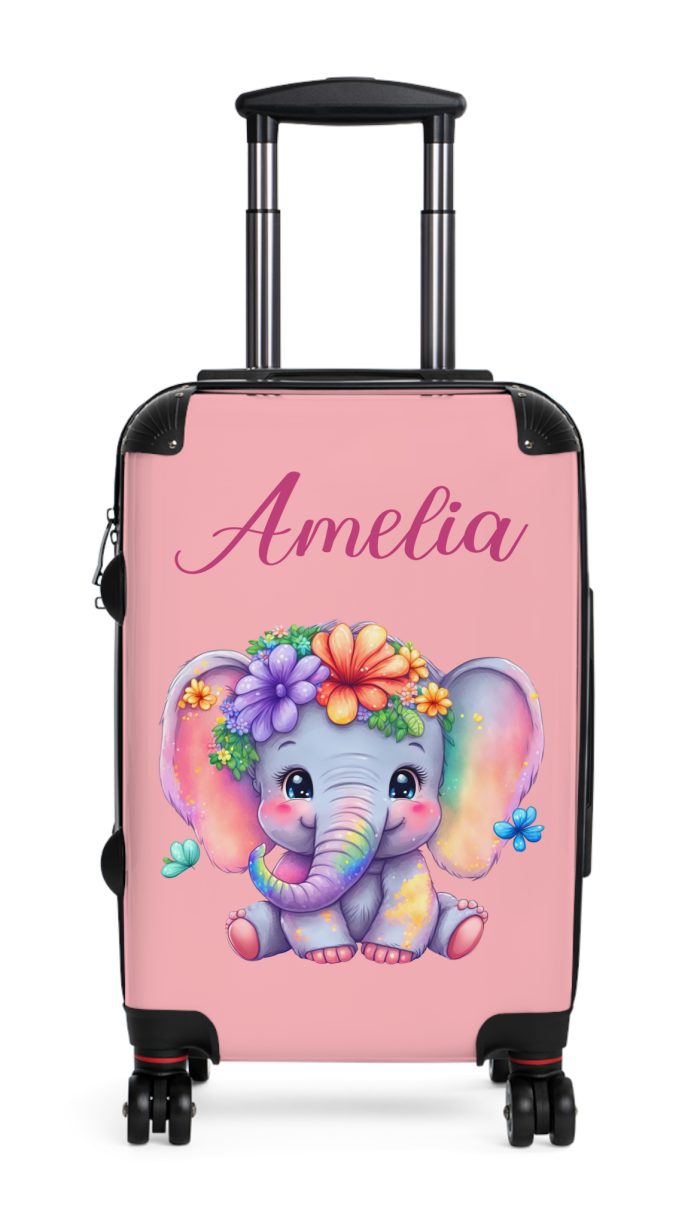 Custom Baby Elephant Suitcase - Personalized kids' luggage with a charming elephant design, the perfect travel companion.