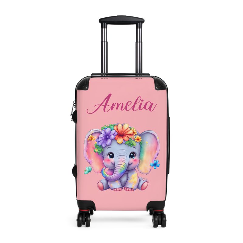 Custom Baby Elephant Suitcase - Personalized kids' luggage with a charming elephant design, the perfect travel companion.