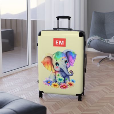 Custom Baby Elephant Suitcase - Personalized kids' luggage with a charming elephant design, the perfect travel companion.