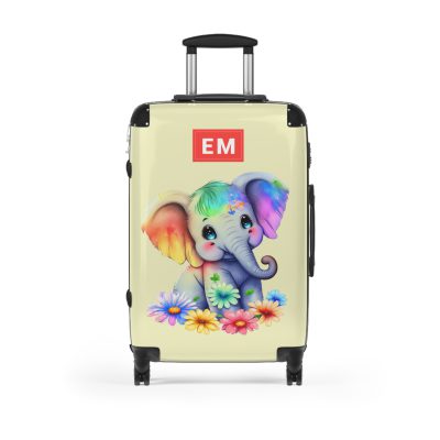 Custom Baby Elephant Suitcase - Personalized kids' luggage with a charming elephant design, the perfect travel companion.