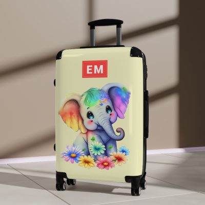 Custom Baby Elephant Suitcase - Personalized kids' luggage with a charming elephant design, the perfect travel companion.