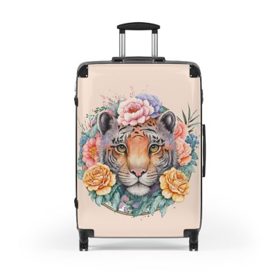 Floral Tiger Suitcase - A stylish fusion of wild tiger motifs and delicate floral patterns for the nature-inspired traveler.