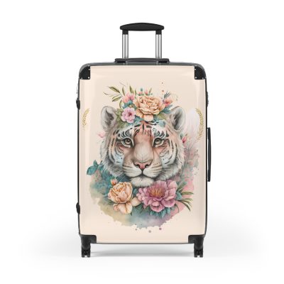 Floral Tiger Suitcase - A stylish fusion of wild tiger motifs and delicate floral patterns for the nature-inspired traveler.