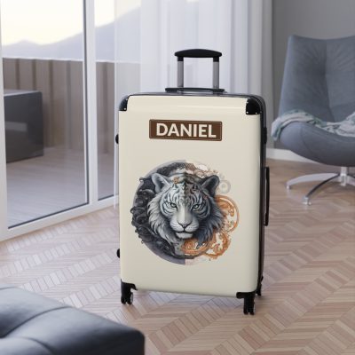 Custom Fantasy Tiger Suitcase - Unleash your creativity with this customizable suitcase featuring a captivating fantasy tiger motif.