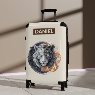 Custom Fantasy Tiger Suitcase - Unleash your creativity with this customizable suitcase featuring a captivating fantasy tiger motif.