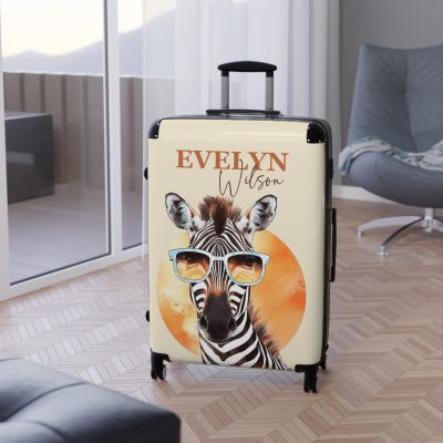 Custom Cute Zebra Suitcase - Adorable and personalized travel companion with a charming zebra design for a delightful journey.