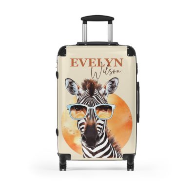 Custom Cute Zebra Suitcase - Adorable and personalized travel companion with a charming zebra design for a delightful journey.