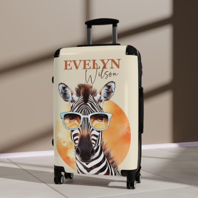 Custom Cute Zebra Suitcase - Adorable and personalized travel companion with a charming zebra design for a delightful journey.