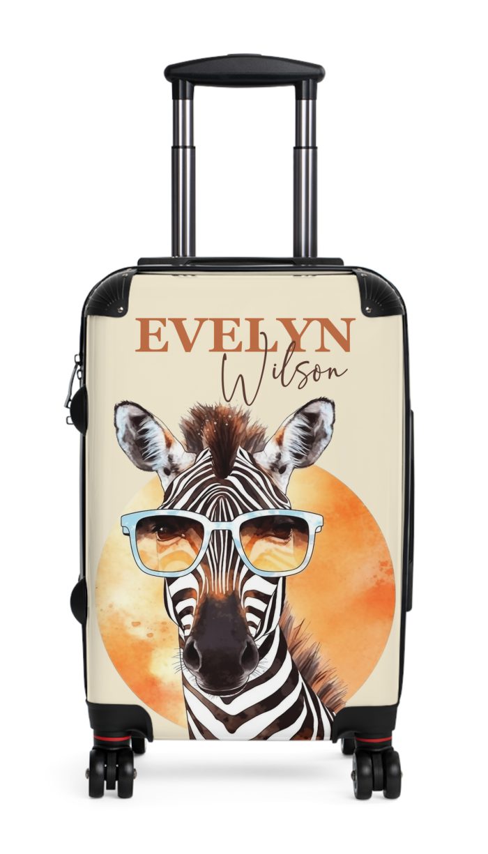 Custom Cute Zebra Suitcase - Adorable and personalized travel companion with a charming zebra design for a delightful journey.