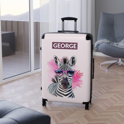 Custom Cute Zebra Suitcase - Adorable and personalized travel companion with a charming zebra design for a delightful journey.