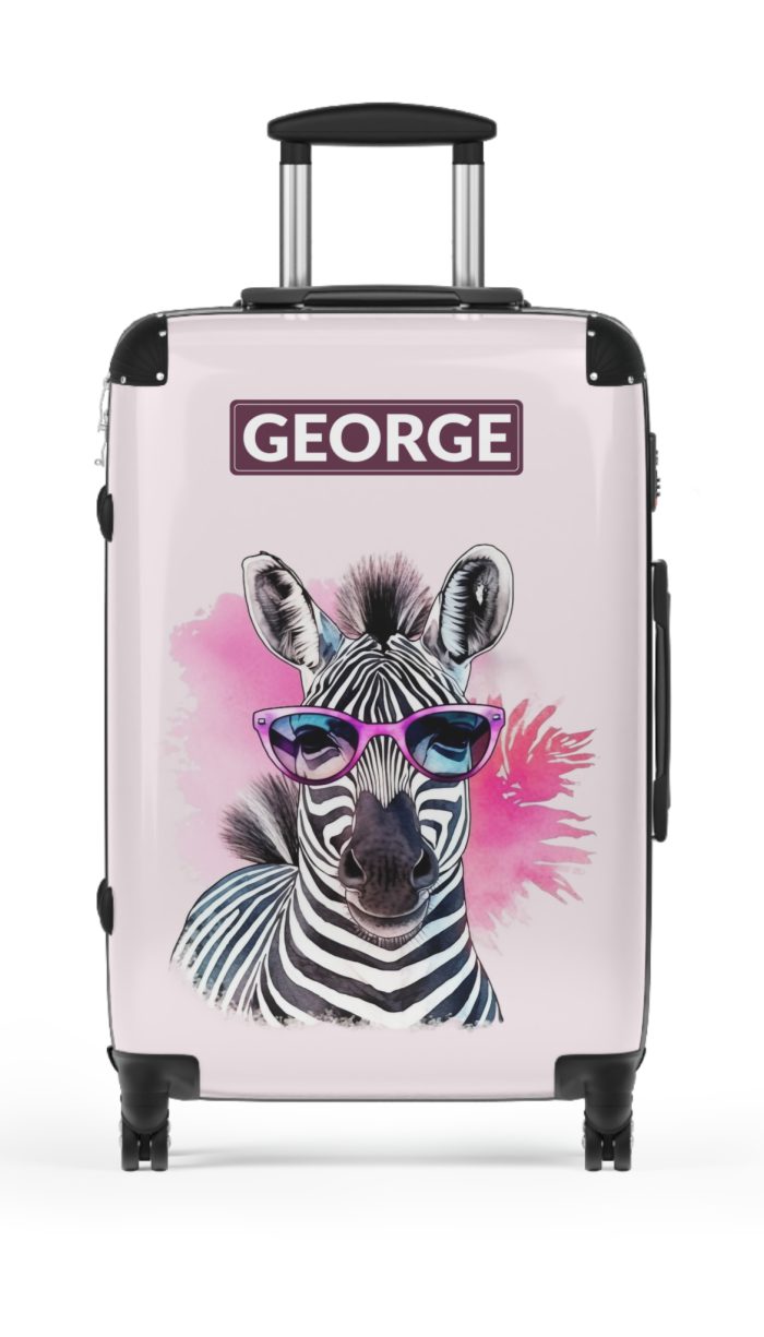 Custom Cute Zebra Suitcase - Adorable and personalized travel companion with a charming zebra design for a delightful journey.