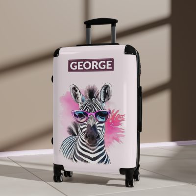 Custom Cute Zebra Suitcase - Adorable and personalized travel companion with a charming zebra design for a delightful journey.