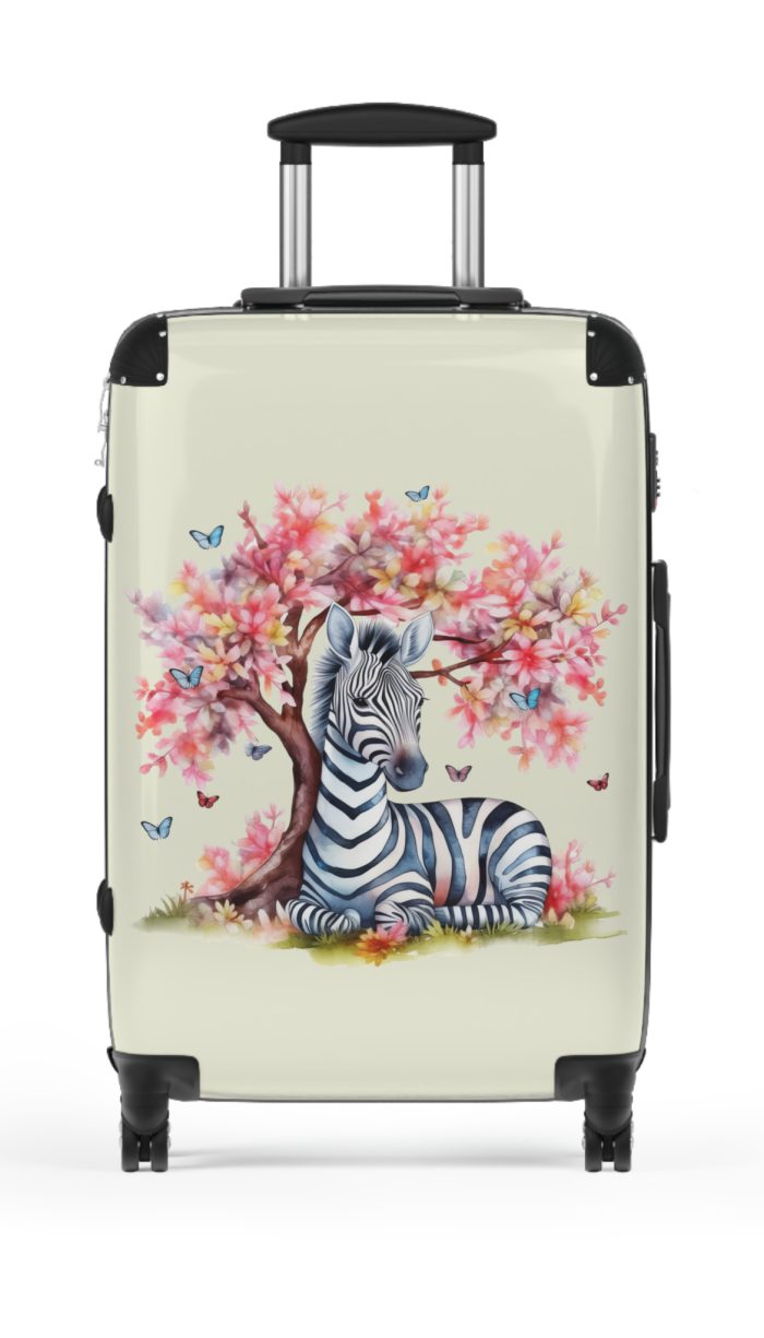 Watercolor Zebra Suitcase - A travel companion featuring a stunning watercolor zebra design for a blend of style and functionality.