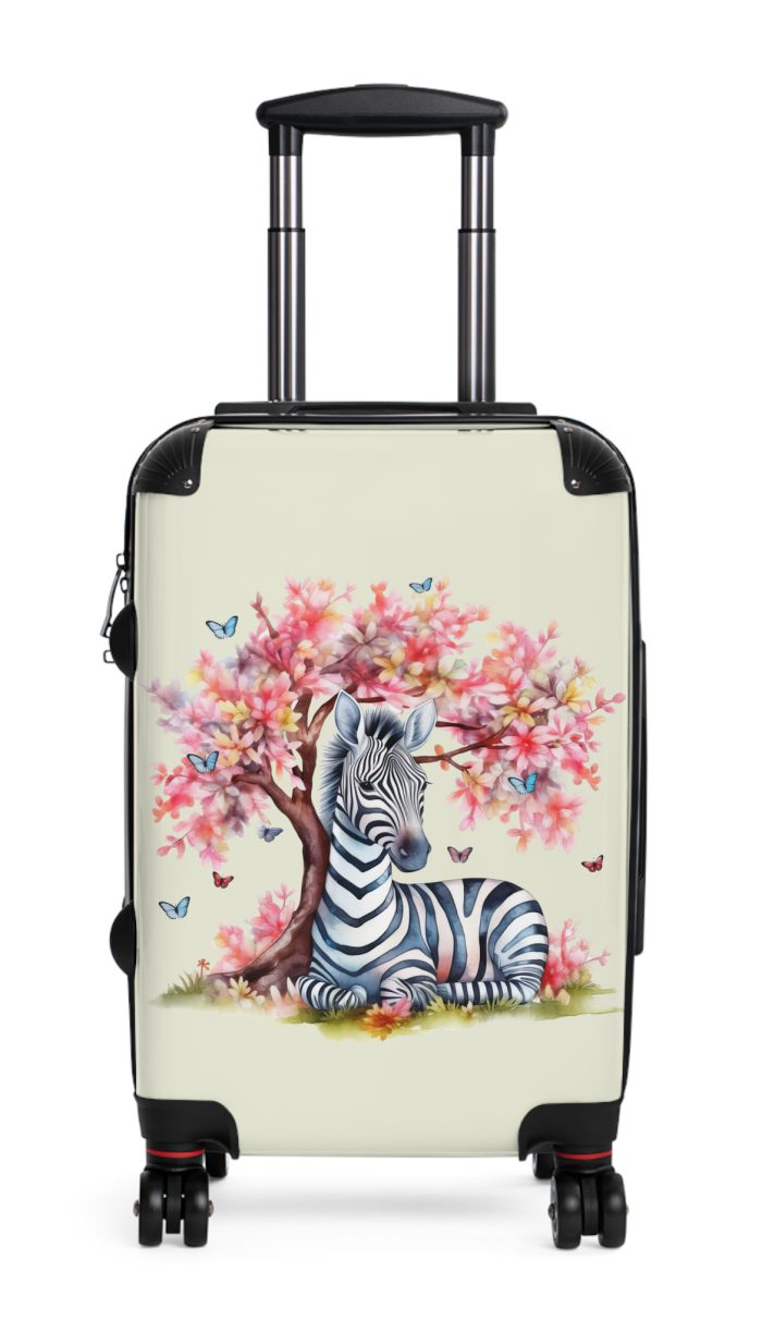 Watercolor Zebra Suitcase - A travel companion featuring a stunning watercolor zebra design for a blend of style and functionality.