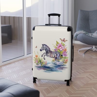 Watercolor Zebra Suitcase - A travel companion featuring a stunning watercolor zebra design for a blend of style and functionality.