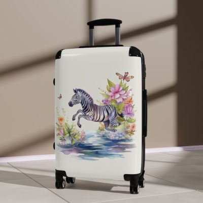 Watercolor Zebra Suitcase - A travel companion featuring a stunning watercolor zebra design for a blend of style and functionality.