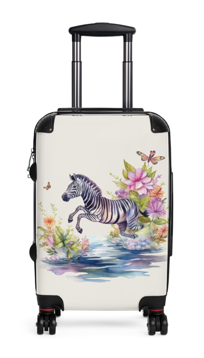 Watercolor Zebra Suitcase - A travel companion featuring a stunning watercolor zebra design for a blend of style and functionality.