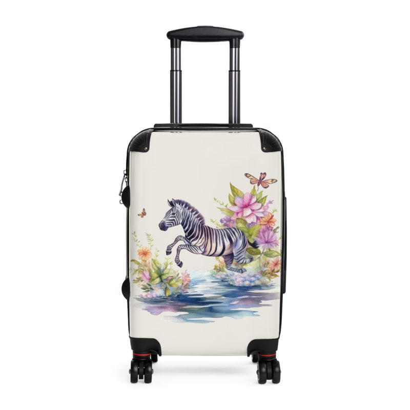 Watercolor Zebra Suitcase - A travel companion featuring a stunning watercolor zebra design for a blend of style and functionality.