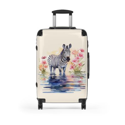 Watercolor Zebra Suitcase - A travel companion featuring a stunning watercolor zebra design for a blend of style and functionality.