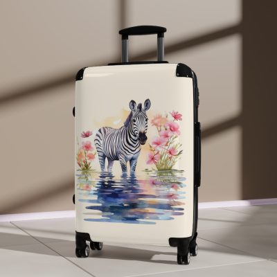 Watercolor Zebra Suitcase - A travel companion featuring a stunning watercolor zebra design for a blend of style and functionality.