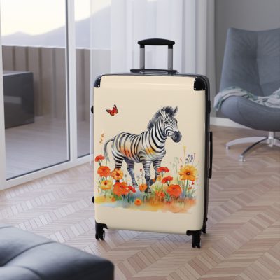 Watercolor Zebra Suitcase - A travel companion featuring a stunning watercolor zebra design for a blend of style and functionality.