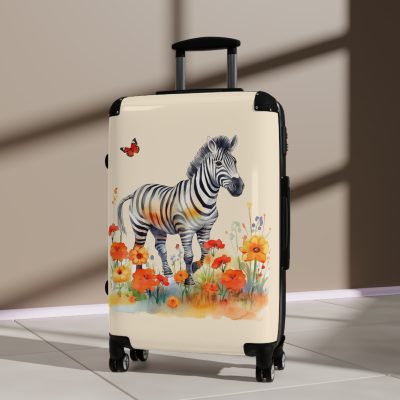 Watercolor Zebra Suitcase - A travel companion featuring a stunning watercolor zebra design for a blend of style and functionality.