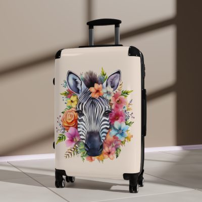 Watercolor Zebra Suitcase - A travel companion featuring a stunning watercolor zebra design for a blend of style and functionality.