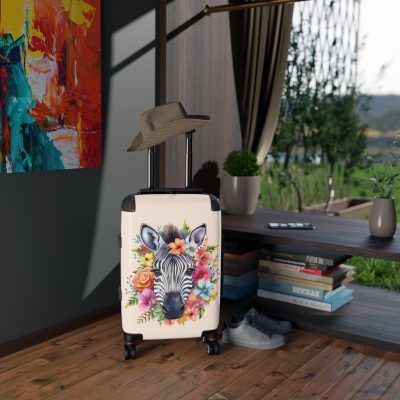 Watercolor Zebra Suitcase - A travel companion featuring a stunning watercolor zebra design for a blend of style and functionality.