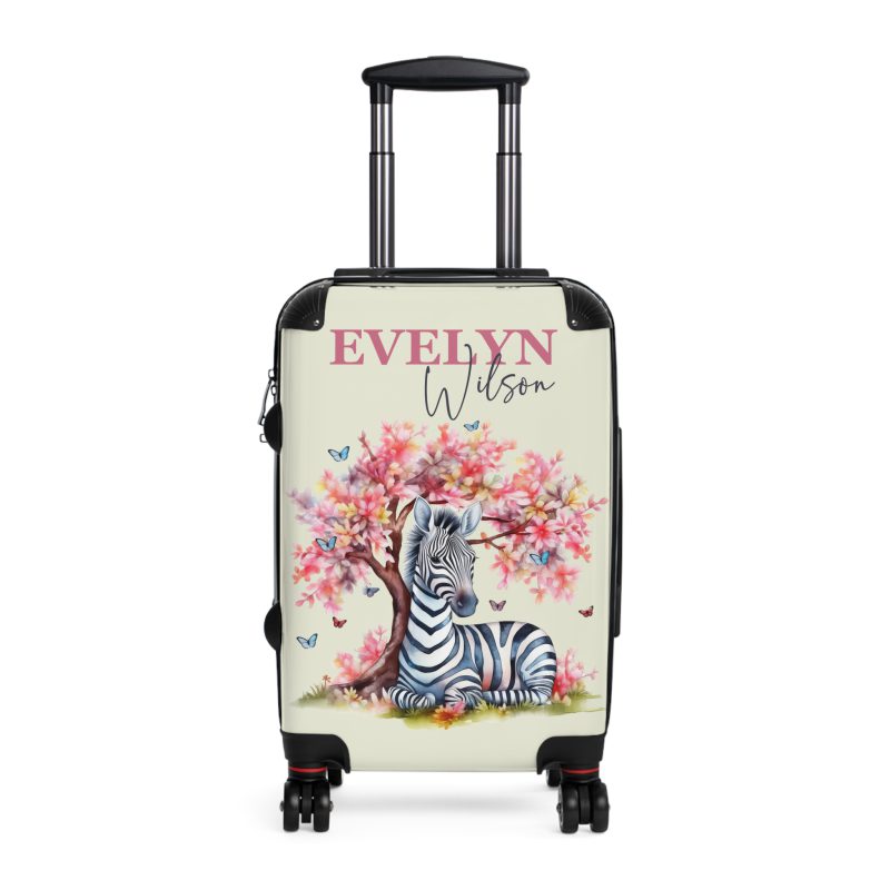 Zebra Custom Suitcase - A unique and personalized travel companion featuring a striking zebra design for a touch of wild elegance.