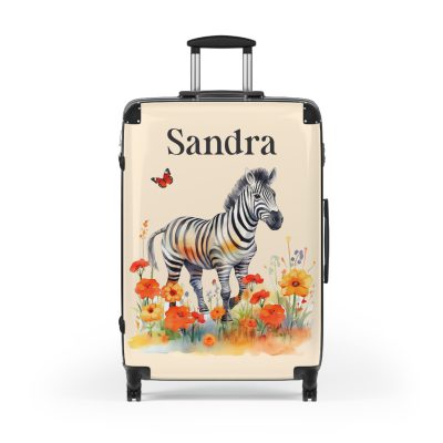 Zebra Custom Suitcase - A unique and personalized travel companion featuring a striking zebra design for a touch of wild elegance.