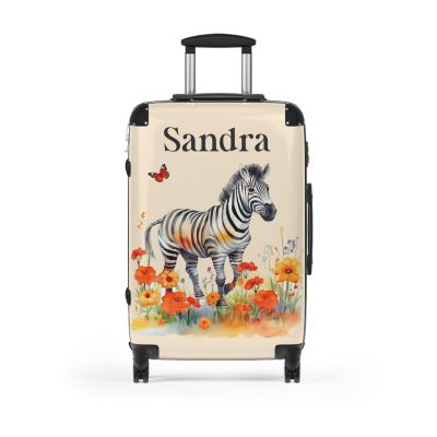 Zebra Custom Suitcase - A unique and personalized travel companion featuring a striking zebra design for a touch of wild elegance.