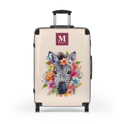 Zebra Custom Suitcase - A unique and personalized travel companion featuring a striking zebra design for a touch of wild elegance.