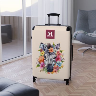 Zebra Custom Suitcase - A unique and personalized travel companion featuring a striking zebra design for a touch of wild elegance.