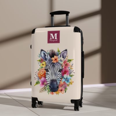 Zebra Custom Suitcase - A unique and personalized travel companion featuring a striking zebra design for a touch of wild elegance.